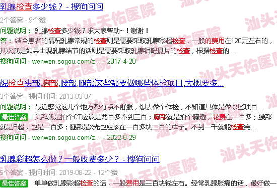 汕头检查乳房的费用