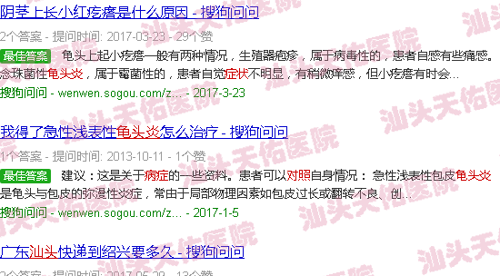 汕头龟头炎症状对照